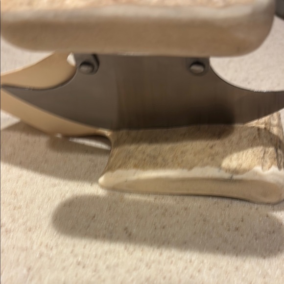 Cream and Silver Ulu Knife with Crescent Blade Design - Picture 3 of 4